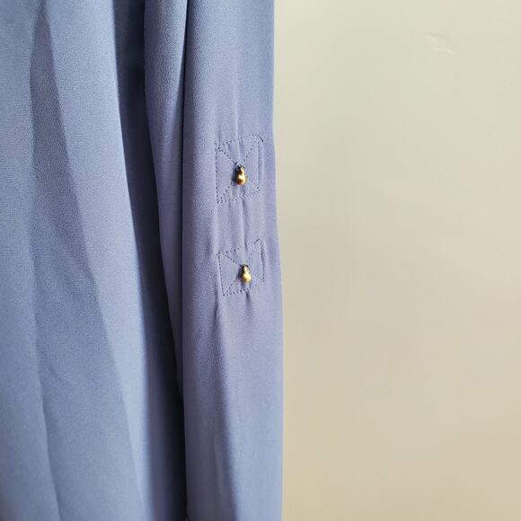 Express Women's Pullover Blue Sheer Zipper Accent Top Size M - Picture 7 of 8